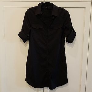 Theory Black Button Down Shirt Dress w/Pockets